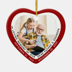 Liebe Erinnerung Vater Großvater Gedenkherz Rotes  Keramik Ornament