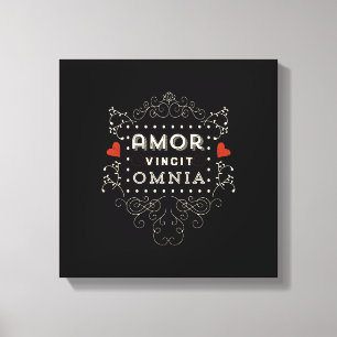 Liebe erobert alle - lateinische Vintage Typografi Leinwanddruck