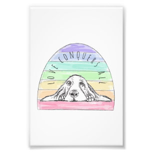 Liebe erobert den ganzen Hund Regenbogenbasenhalm Fotodruck