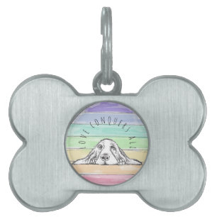 Liebe erobert den ganzen Hund Regenbogenbasenhalm Tiermarke
