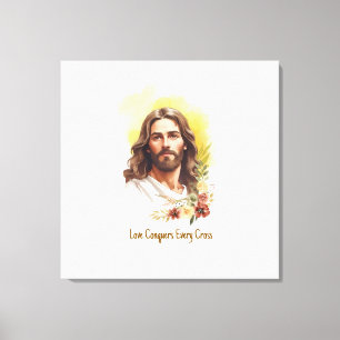 Liebe erobert jeden Kreuz- Jesus Leinwanddruck