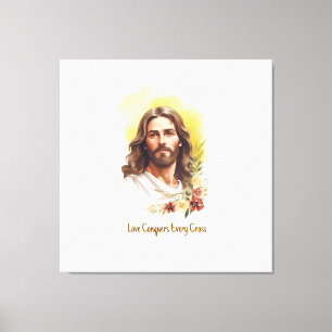 Liebe erobert jeden Kreuz- Jesus Leinwanddruck