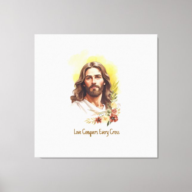 Liebe erobert jeden Kreuz- Jesus Leinwanddruck (Vorderseite)