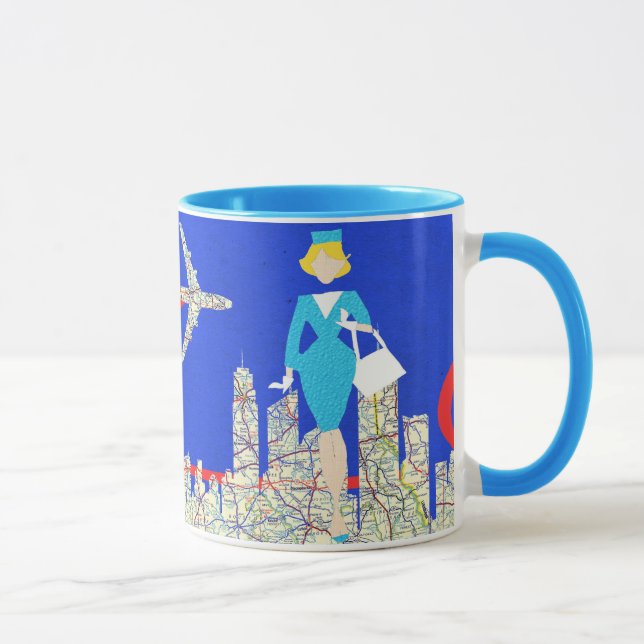Liebe Erstflug-an der Retro Flugbegleiter-Tasse Tasse (Rechts)