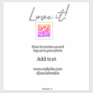 Liebe es, QR-Code zu scannen, Bewertung auf Social Aufkleber