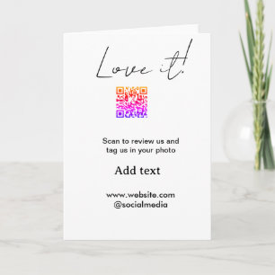 Liebe es scan QR Bewertung Social Media Foto teile Karte