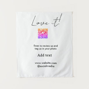 Liebe es scan QR Bewertung Social Media Foto teile Wandteppich