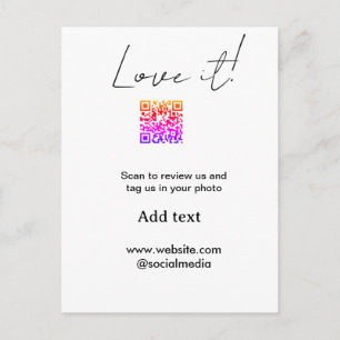 Liebe es scan QR Bewertung soziale Medien Foto tei Postkarte