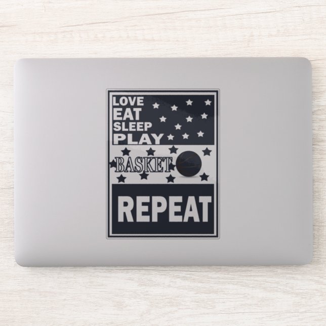 Liebe essen Schlaf Basketball wiederholen Aufkleber (Computer)