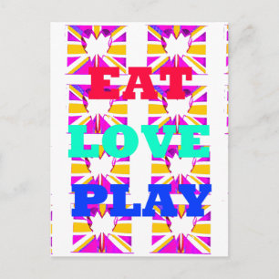 Liebe Essen Spiel Herz bunte Herzen Pop Design Postkarte