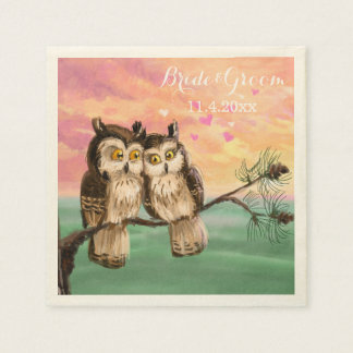 Liebe Eulen Rosa Serviette