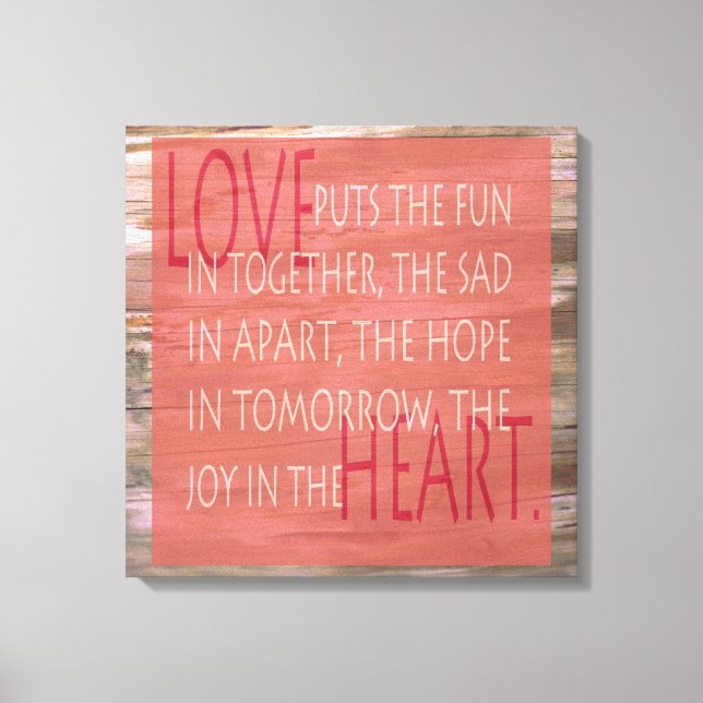 Liebe expressive Gedicht rustikale Schilderwand Le Leinwanddruck (Vorderseite)