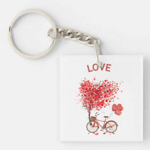 Liebe Fahrrad Grafik Schlüsselanhänger Süß & Bed