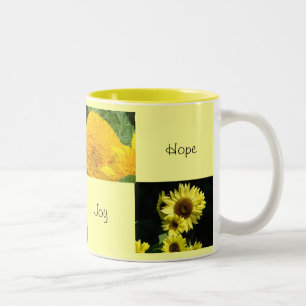 Liebe Faith Joy Hope Tasse Gelbe Sonnenblumen