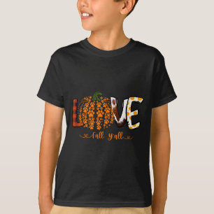 Liebe Fall Y'all Kürbis Hund Pfotenabdruck Herbst T-Shirt
