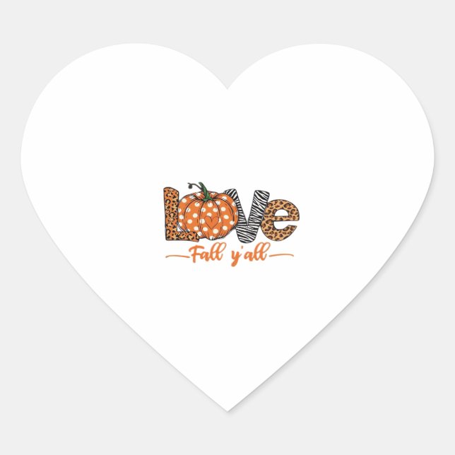 LIEBE Fall Y'all Leopard Print Pumpkin Trendy Aut Herz-Aufkleber (Vorderseite)