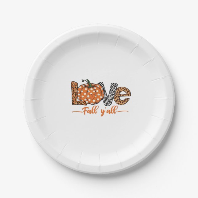 LIEBE Fall Y'all Leopard Print Pumpkin Trendy Aut Pappteller (Vorderseite)