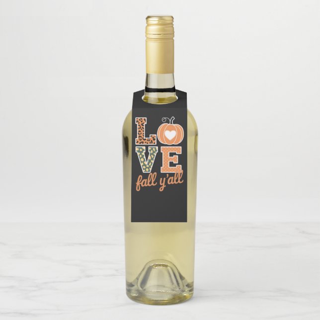 Liebe fällt Y'All Leopard Print Fall Erntedank Flaschenanhänger (Auf Flasche)