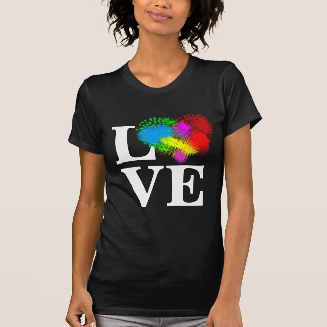 Liebe Farbenfrohe Feuerwerke Funny anpassbar T-Shirt (Vorderseite)