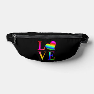 LIEBE FARBENFROHE TYPOGRAPHIE REGENBOGEN HERZ BAUCHTASCHE