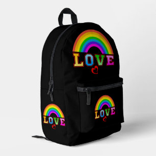 Liebe Farbenfroher Regenbogen Rotes Herz Bedruckter Rucksack