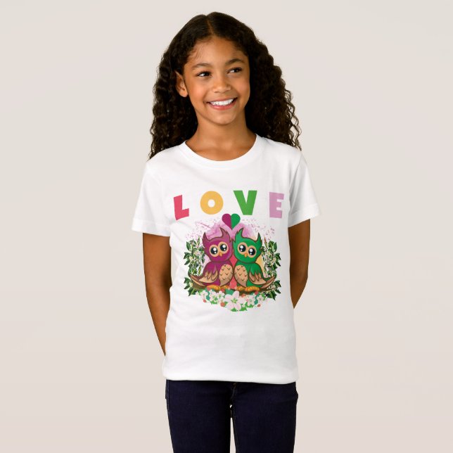 LIEBE FARBFARBENE, SEHR NIEDLICHE, ADORABLE OWLS T-Shirt (Vorne ganz)