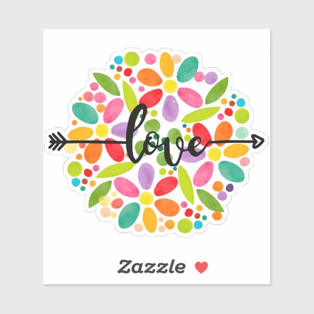 Liebe Farbige Blume Design Sticker (Blatt)