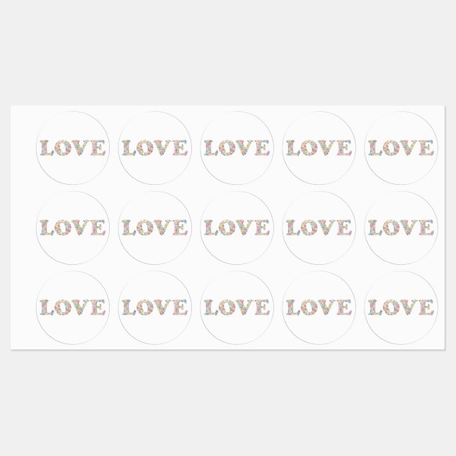 LIEBE - farbige Kaffeebohnen Etiketten (Blatt)