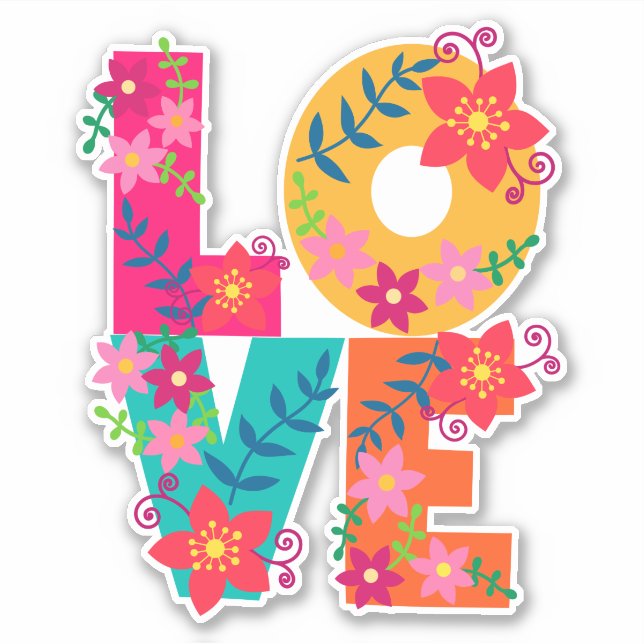 LIEBE, farbiges Design Aufkleber (Vorderseite)