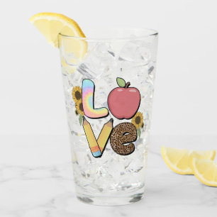 Liebe - Farbiges Lehrerdesign mit Apple & Stift Glas