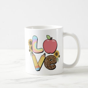 Liebe - Farbiges Lehrerdesign mit Apple & Stift Kaffeetasse