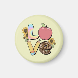 Liebe - Farbiges Lehrerdesign mit Apple & Stift Magnet
