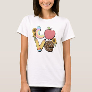 Liebe - Farbiges Lehrerdesign mit Apple & Stift T-Shirt