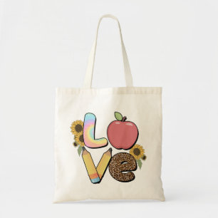Liebe - Farbiges Lehrerdesign mit Apple & Stift Tragetasche