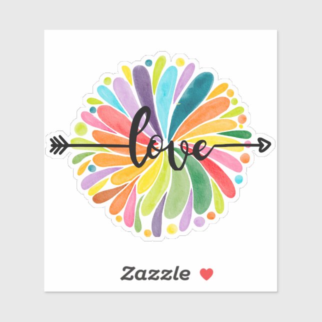 Liebe Farbiges Rundwasser-Blume-Design Aufkleber (Blatt)