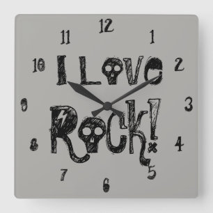 Liebe-Felsen-Schädel-Wand-Uhr Quadratische Wanduhr