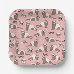 Liebe Ferrets - Teller aus rosa Papier
