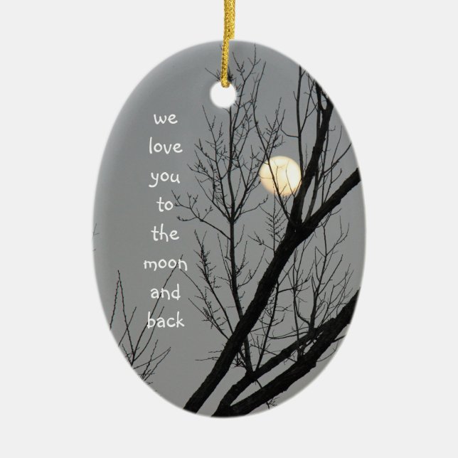 Liebe fertigen Sie zum Mond u. zur Rückseite, Keramik Ornament (Vorne)
