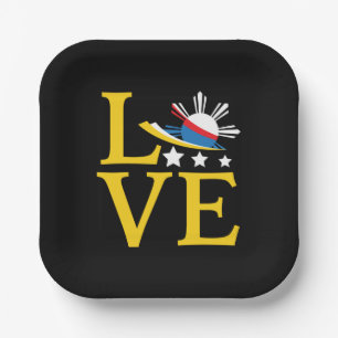 Liebe - Filipino-Flag-Typografie-Kunst Pappteller