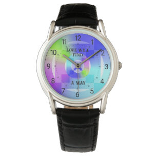 Liebe findet ein Muster für glänzende Farben Armbanduhr