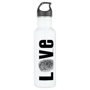 Liebe Fingerprint Schwarz/Weiß Edelstahlflasche