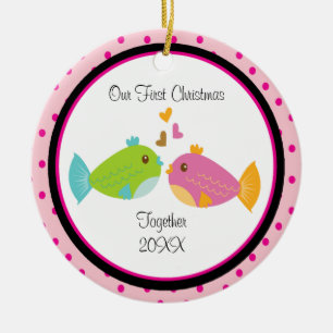 Liebe-Fisch-Paar-Weihnachtsverzierung Keramik Ornament