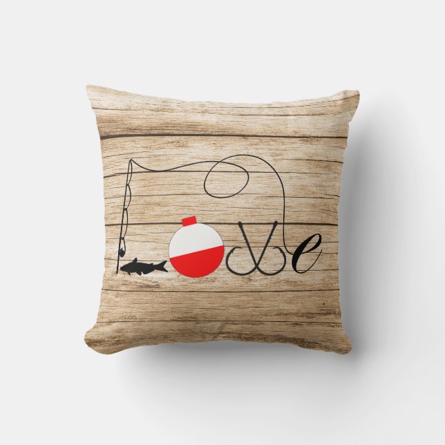 Liebe Fischerei auf Vintages Holz Kissen (Vorderseite)
