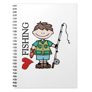 Liebe-Fischerei des Brown-Haar-Jungen-I Notizblock
