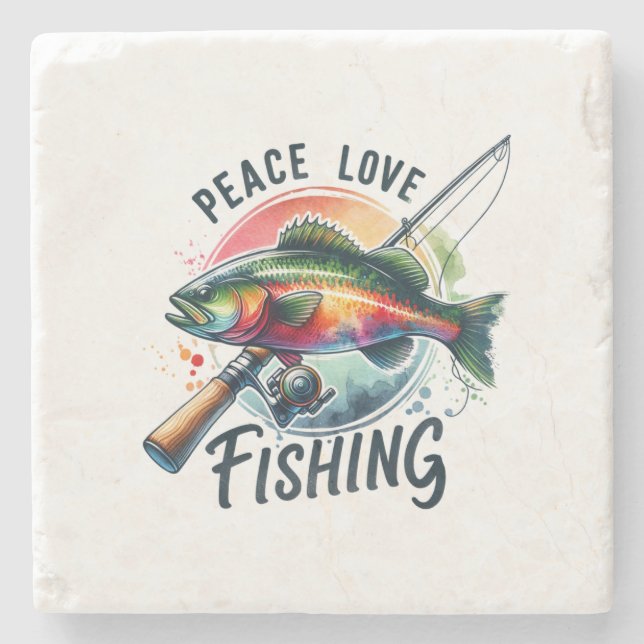 Liebe Fischfang Steinuntersetzer (Vorderseite)