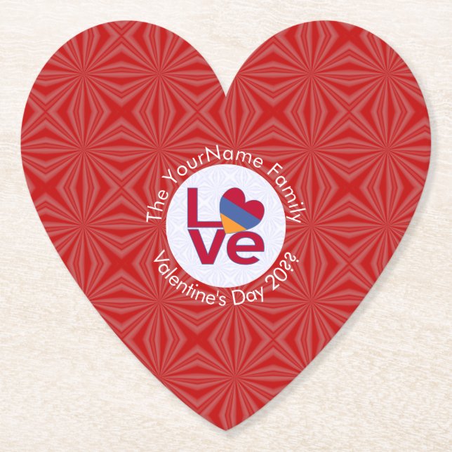 Liebe-Flag für Armenische Rote Buchstaben Personal Untersetzer (Vorderseite)