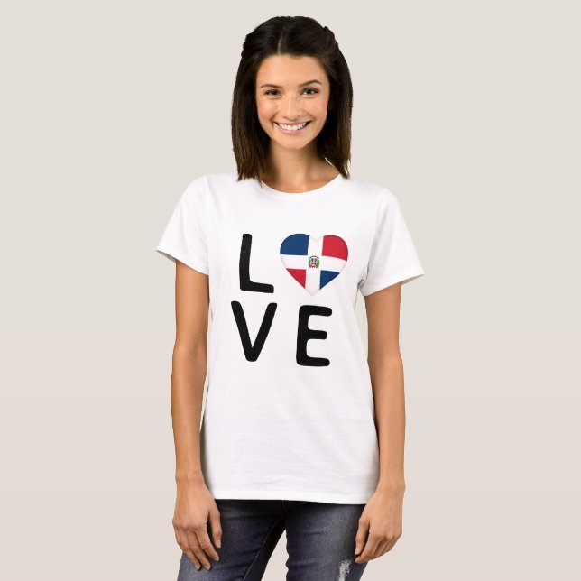 Liebe - Flagge der Dominikanischen Republik T-Shirt (Vorne ganz)