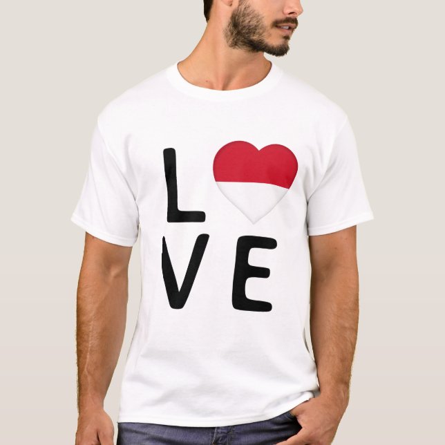Liebe - Flagge Monaco T-Shirt (Vorderseite)