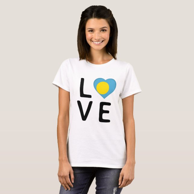 Liebe - Flagge Palau T-Shirt (Vorne ganz)