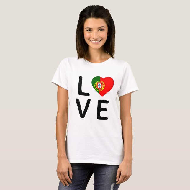 Liebe - Flagge Portugals T-Shirt (Vorne ganz)